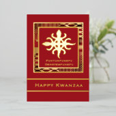 Funtunfunfu Denkyemfunfefu Happy Kwanzaa （赤） 箔シーズンカード (立ち正面)