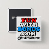 FunWithBonus.comの正方形ボタン 缶バッジ (正面&裏面)