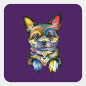 Funyステッカー愛犬家 スクエアシール (正面)