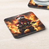 **"Fur and Flames: オッターの消防士の逆焼 コースター (左側)