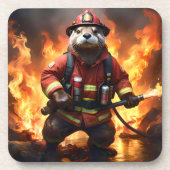 **"Fur and Flames: オッターの消防士の逆焼 コースター (正面)