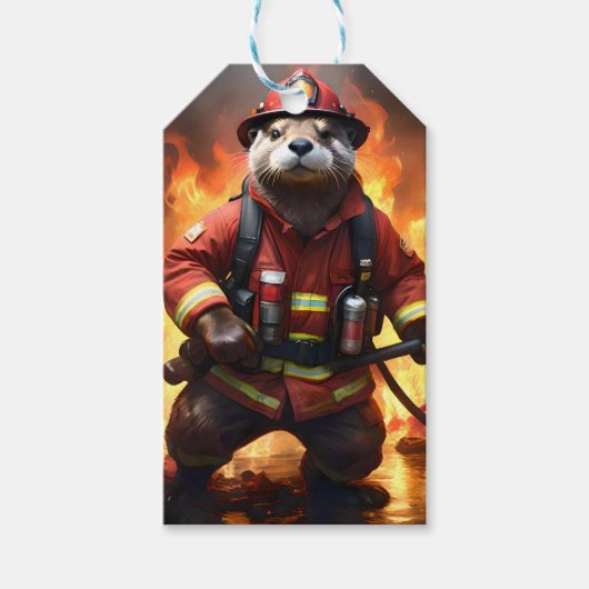 **"Fur and Flames: The Otter Fireman’s Backburning ギフトタグ (正面)