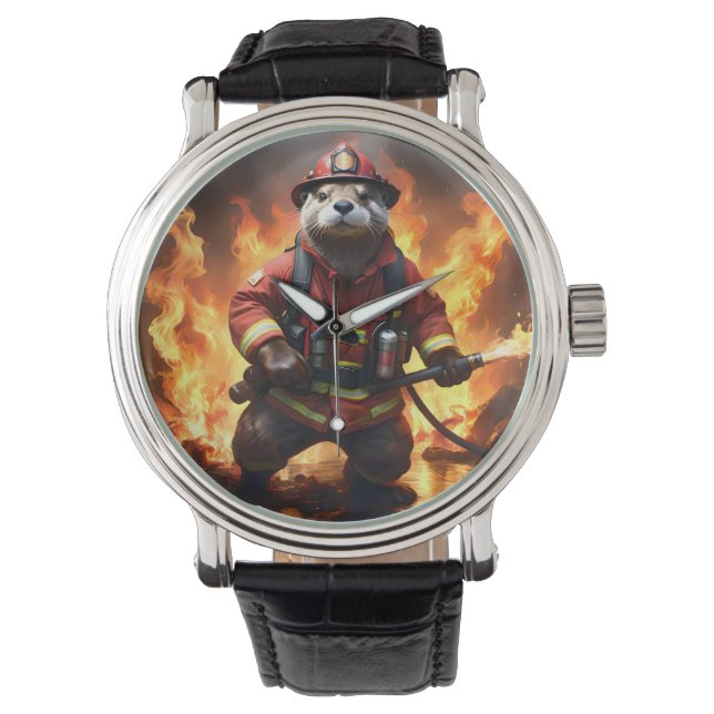 **"Fur and Flames: The Otter Fireman’s Backburning 腕時計 (正面)