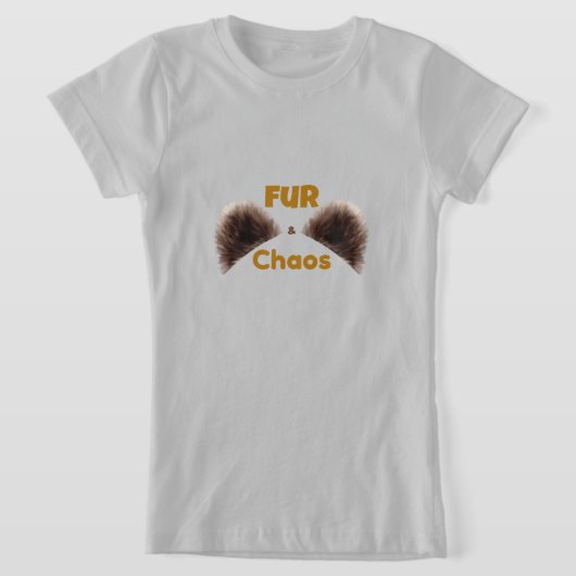 Fur & Chaos 面白い子供用ペットTシャツ Tシャツ (レイダウン)