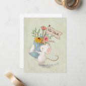 für dich Maus mit Blumenstrauß ノートカード (正面/裏面インサイチュ)