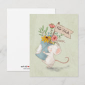 für dich Maus mit Blumenstrauß ノートカード (正面/裏面)