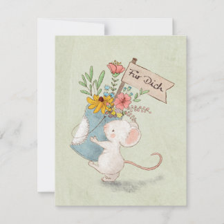 für dich Maus mit Blumenstrauß ノートカード