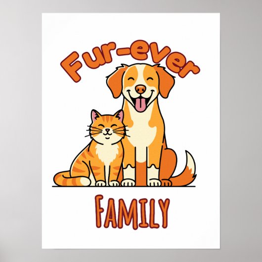 Fur‑ever Family – Cute Cat & Dog ポスター (正面)