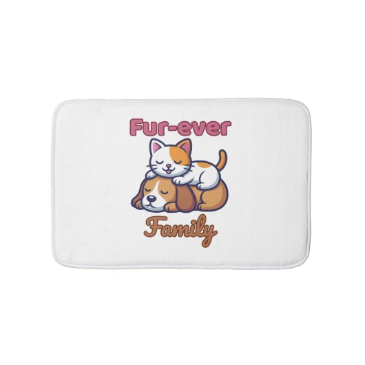 Fur‑ever Family for Cute Cat & Dog Lover バスマット (正面)