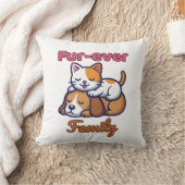 Fur‑ever Family – Funny Cat and Dog Lover Gift クッション (ブランケット)