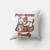 Fur‑ever Family – Funny Cat and Dog Lover Gift クッション (裏面)
