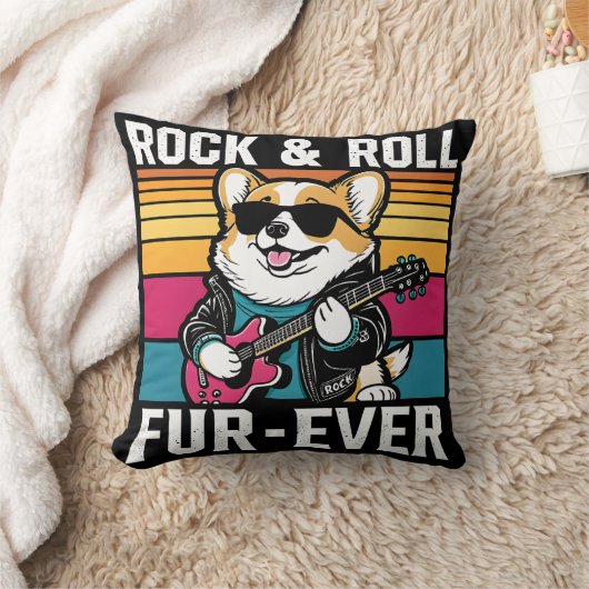 Fur-Ever Rock & Roll With A Rockin Corgi クッション (ブランケット)