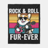 Fur-Ever Rock & Roll With A Rockin Corgi フリースブランケット (正面)