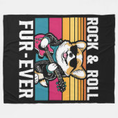 Fur-Ever Rock & Roll With A Rockin Corgi フリースブランケット (正面(横))