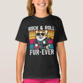 Fur-Ever Rock & Roll With A Rockin Corgi Tシャツ (正面)