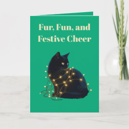 Fur, Fun, and Festive Cheer Black Cat Entangled カード