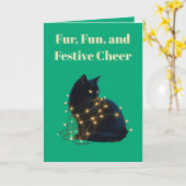 Fur, Fun, and Festive Cheer Black Cat Entangled カード (黄色い花)