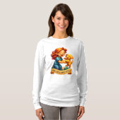 Fur Lies Love Rises Cute Lady and Puppy Cartoon 3D Tシャツ (正面フル)