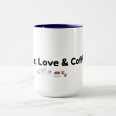 Fur Love & Coffee 面白い犬と猫好きマグカップ マグカップ (中央)