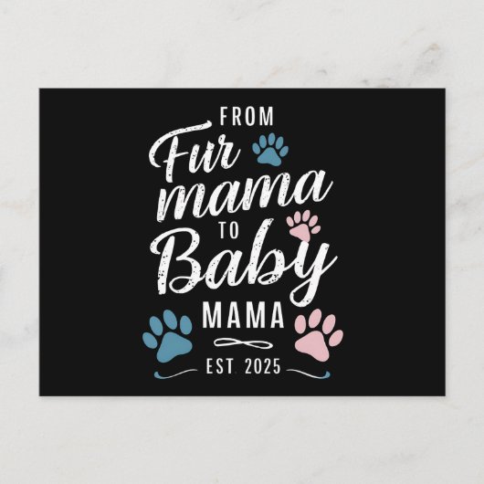 Fur MamaからBaby Mamaへ Est 2025 犬 猫 ママ ポストカード (正面)