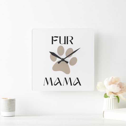 Fur Mama ペット愛好家の母の日と誕生日 スクエア壁時計 (ホーム)