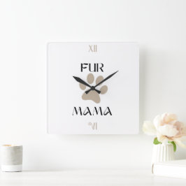 Fur Mama ペット愛好家の母の日と誕生日 スクエア壁時計