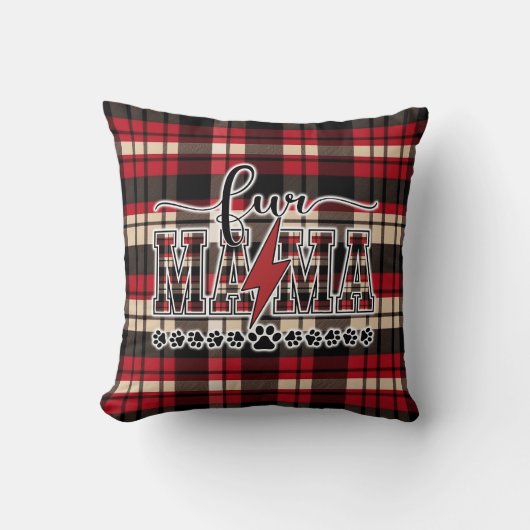Fur Mama Plaid クッション (正面)