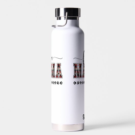 Fur Mama Plaid Personalized ウォーターボトル (右面)