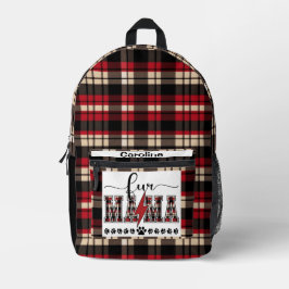 Fur Mama Plaid Personalized All Over プリントバックパック