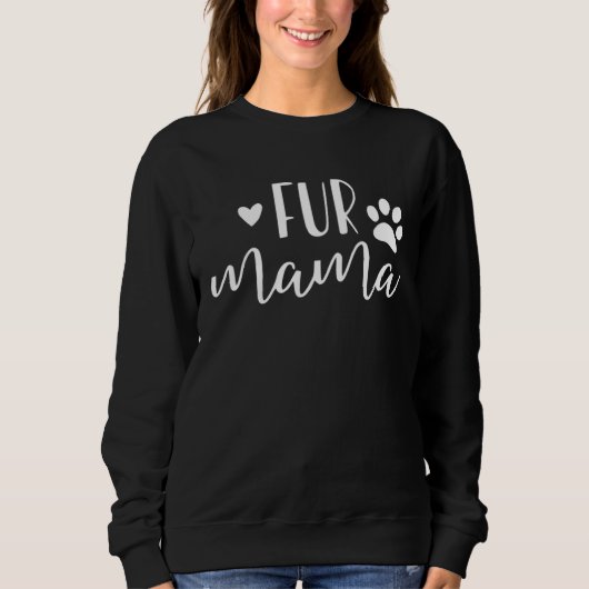 Fur Mama with Paw Print  White Text スウェットシャツ (正面)