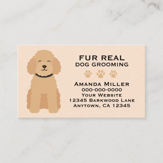 Fur Real Dog Grooming Funny Pet Groomer Design Art 名刺 (正面)