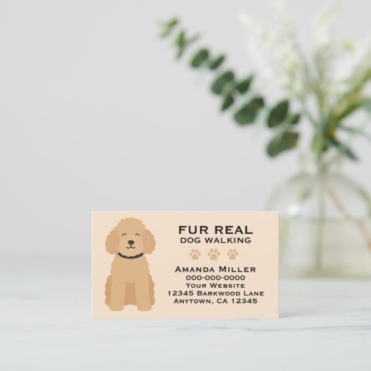 Fur Real Dog Walking Pet Exercise Fitness Humorous 名刺 (スタンド正面)