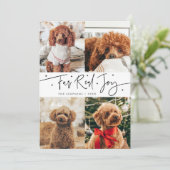 Fur Real Joy 犬の写真 ホワイトクリスマス シーズンカード (スタンド正面)