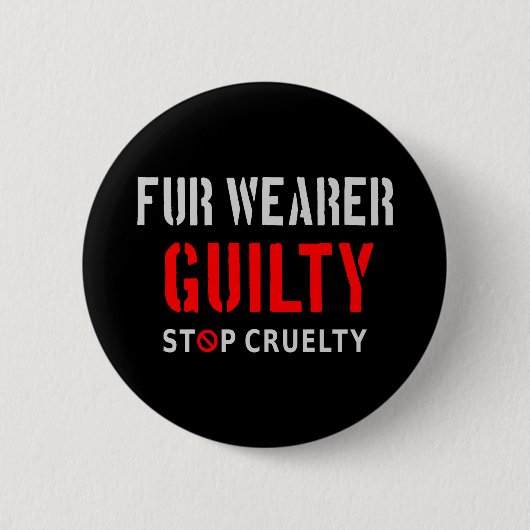Fur wearer guilty - Stop cruelty Premium Face Mask 缶バッジ (正面)