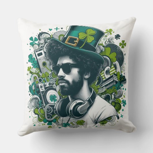 Furbabings Art - St. Patrick's DJ 🎧☘️🐾 クッション (裏面)