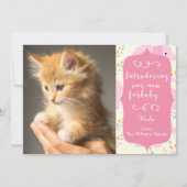 Furbabyのピンクの新しい発表 案内状 (正面)