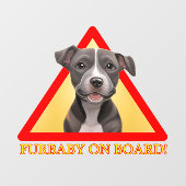 Furbaby on board carステッカーかわいいピットブル子犬 ウィンドウサイン (シート)