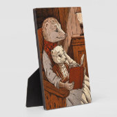 Furet lisant un livre à un autre furet フォトプラーク (側面)