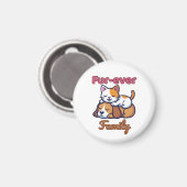 Furever Family Heartwarming Cat & Dog Illustration マグネット (正面/裏面)