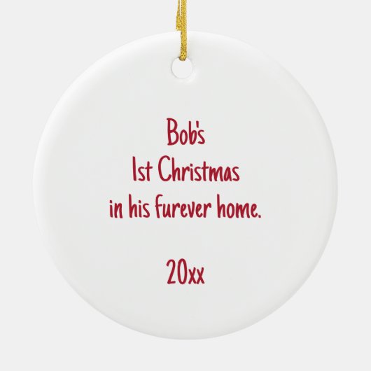 Furever Homeのレスキュー猫の初めてのクリスマス セラミックオーナメント (裏面)