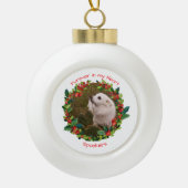 FURever In Myハートクリスマスペットテンプレート/白 セラミックボールオーナメント (正面)