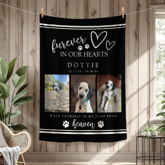 Furever In Our Hearts Dog Memorial Photo Blanket フリースブランケット