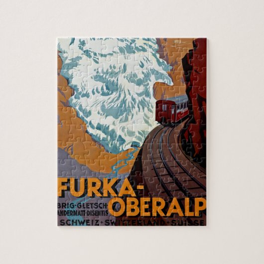 Furka-Oberalpの高山の鉄道 ジグソーパズル (縦)