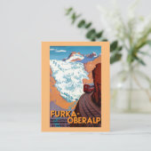 Furka Oberalpスイス鉄道ヴィンテージポスター ポストカード (スタンド正面)