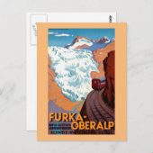 Furka Oberalpスイス鉄道ヴィンテージポスター ポストカード (正面/裏面)