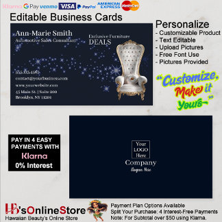 Furniture Sales Sparkle Chair Black Business Card 名刺