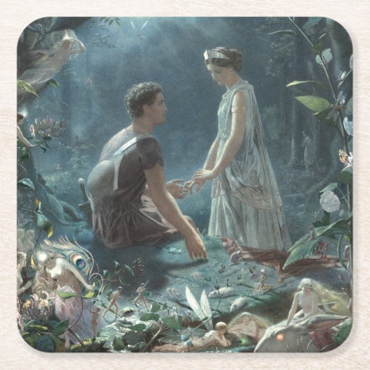 Furries:シェイクスピアの真夏の夜の夢 スクエアペーパーコースター (正面)