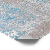 'Furry'グレーとティール(緑がかった色)抽象芸術アートポスタープリント ポスター (角)