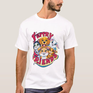 Furry お洒落 Friends：ペット鮮やか仲間 Tシャツ