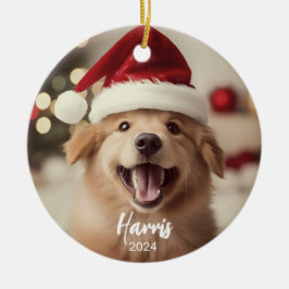 Furry +明るい可愛い犬の写真クリスマスオーナメント セラミックオーナメント